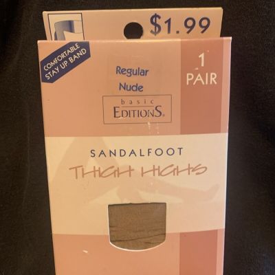 Basic Editions Sandalfoot Thigh Highs Nylon Stockings Regular